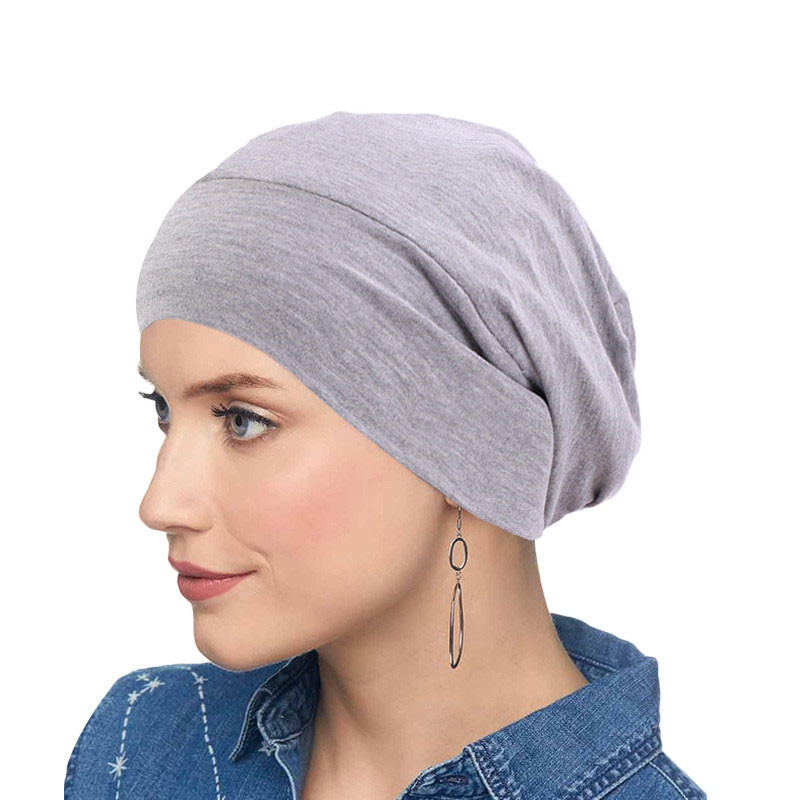 Elastic Cotton Sleeve Cap Pile Cap Satin Lining Double Layer Nightcap Shower Cap - 图片 8