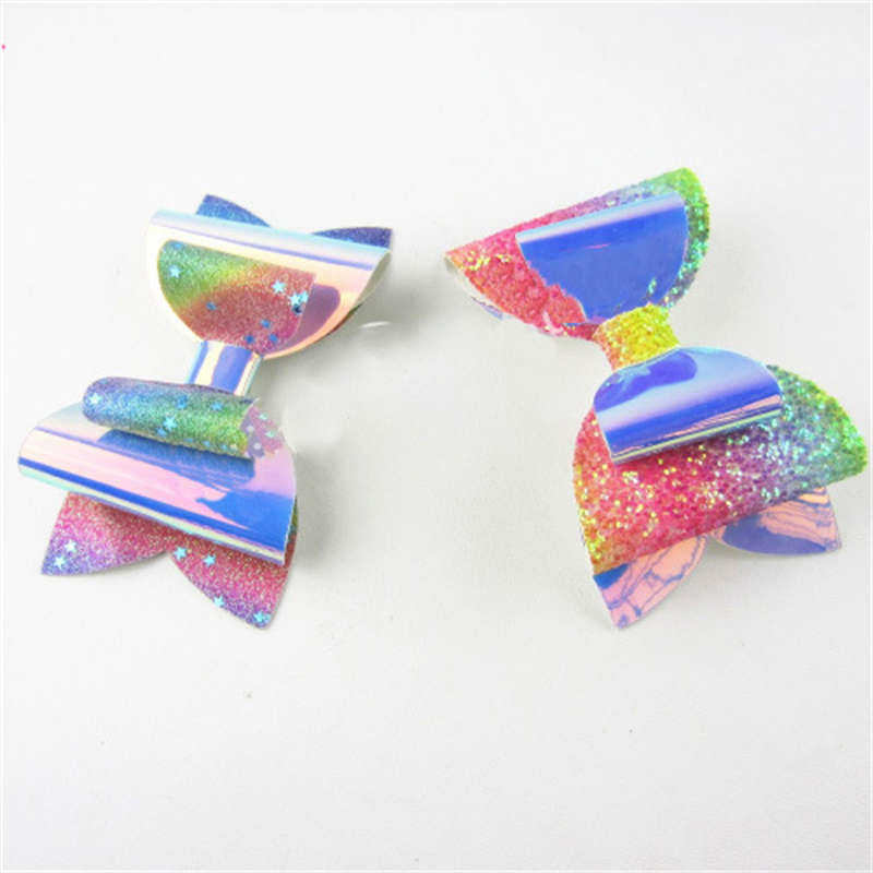 A4 Shiny Holographic Coarse Powder Colorful Fabric Crafts Clothing DIY Fabric - 图片 4