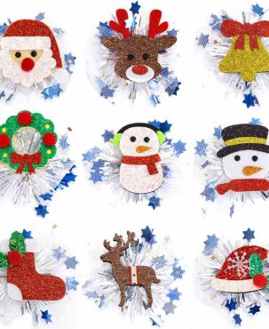 2PC Christmas Hairpin Headdress Children's Party Decor Cartoon Side Clip Christmas Duckbill Clip