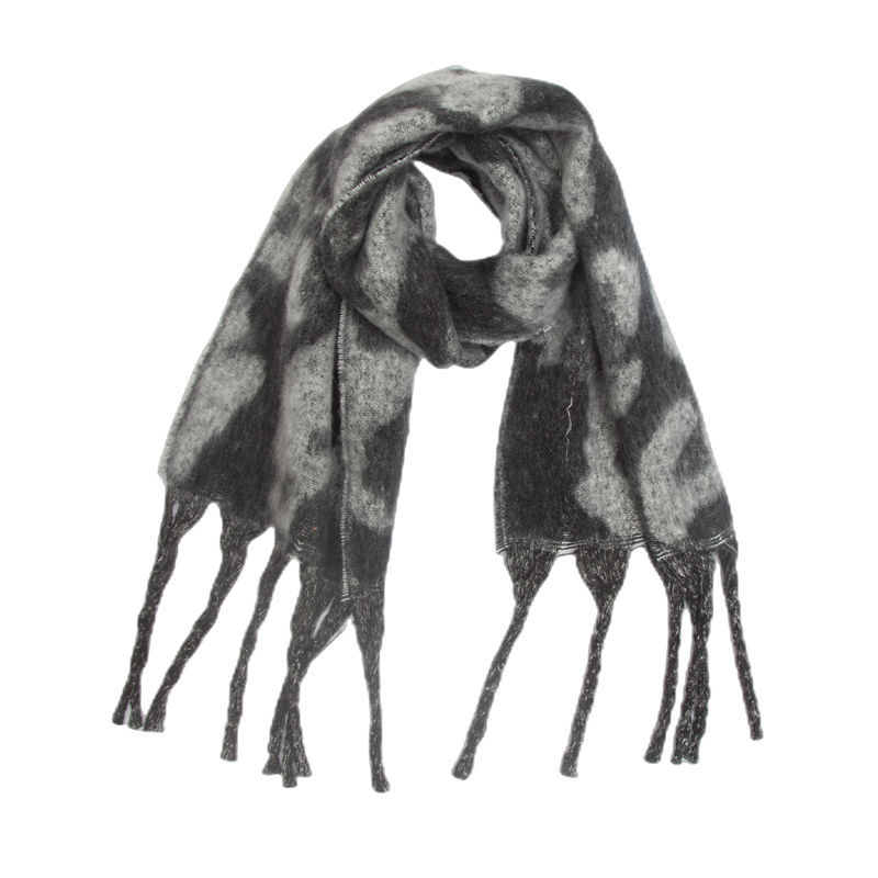 Shawl Winter Circle Yarn Coarse Tassel Jacquard Large Leopard-Print Scarf Keep Warm - 图片 15