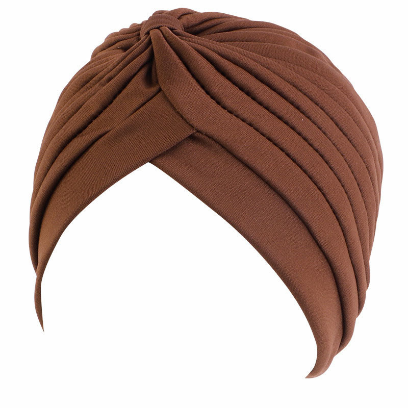 Women's Hat Head-Wrapping Hat Arabic Hat Base Hat Pleated Turban Solid Color Chemo Cap - 图片 10