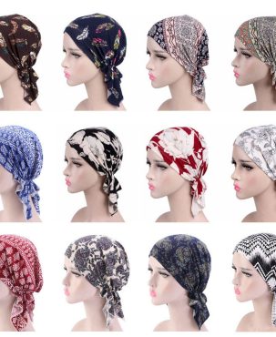 Cotton Printed Turban Hat Chemo Cap Head Cap Muslim Hat Knitted Hat