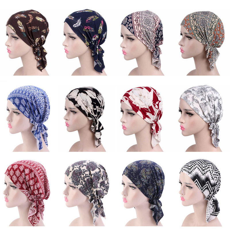 Cotton Printed Turban Hat Chemo Cap Head Cap Muslim Hat Knitted Hat