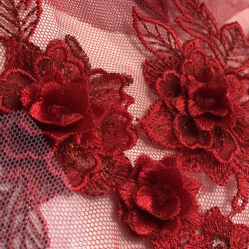 Three-Dimensional Flower Mesh Embroidered Cloth Stickers Lace Patch Wedding Dress Clothing Ornaments Accessories Hand Sewing Diy - 图片 6