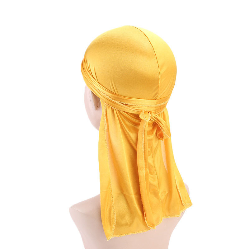 Men's and Women's Silk-like Long Tail Turban Hat Pirate Hat Silky Durag Hair Cap - 图片 11