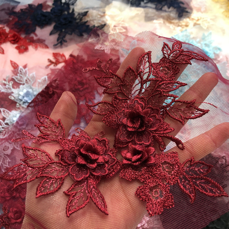 Three-Dimensional Flower Mesh Embroidered Cloth Stickers Lace Patch Wedding Dress Clothing Ornaments Accessories Hand Sewing Diy - 图片 7