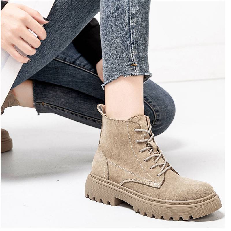 Smile Circle Ankle Boots Suede Leather women Flat platform Short Boots Ladies shoes fashion Autumn winter boots - 图片 15