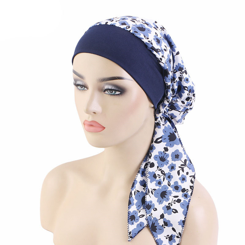 Wide-Brimmed Elastic Turban Fur Ethnic Print Women's Bandage Headcloth Nightcap - 图片 12