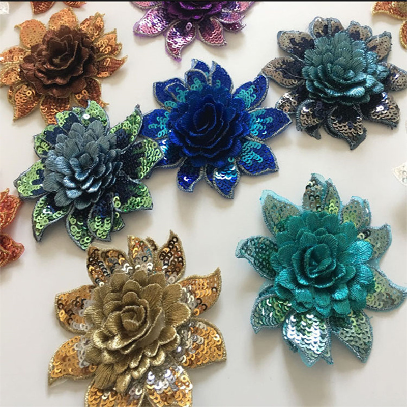 2pc Three-Dimensional Sequins Little Flower Embroidered Cloth Sticker Patch Wedding Dress Dancing Dress Dress Decoration Accessories Diy - 图片 3
