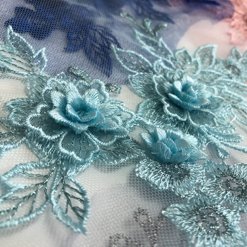 Three-Dimensional Flower Mesh Embroidered Cloth Stickers Lace Patch Wedding Dress Clothing Ornaments Accessories Hand Sewing Diy - 图片 9
