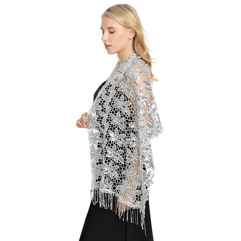 Water Soluble Sequin Tassel Shawl Cheongsam Shawl High-End Evening Gown Shawl Women - 图片 7