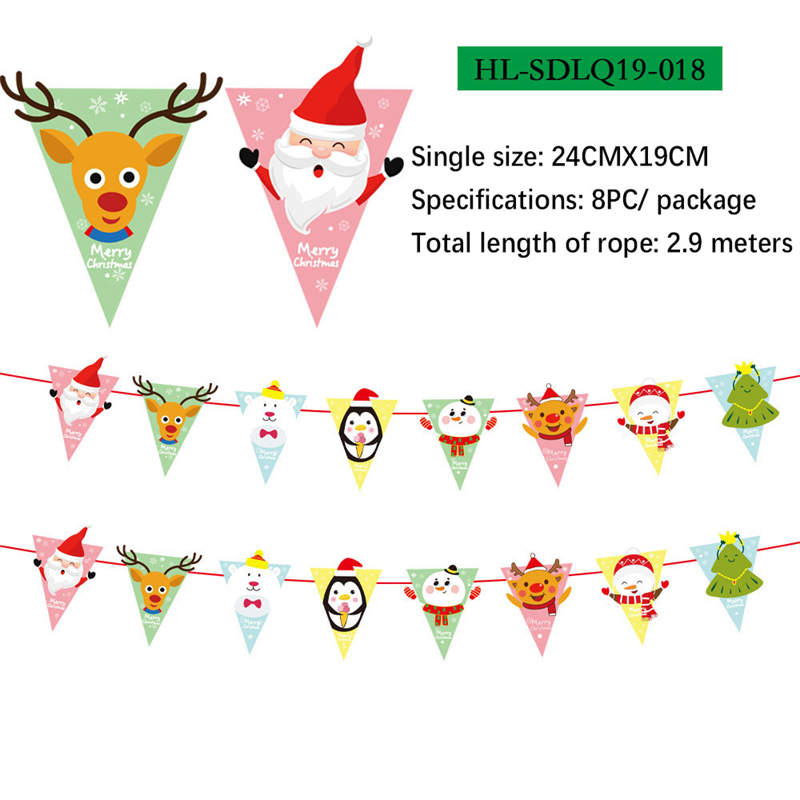 2PC Christmas Decor Christmas Hanging Flag Hanging Decor Holiday Banner Party Decor Paper Cartoon - Image 25