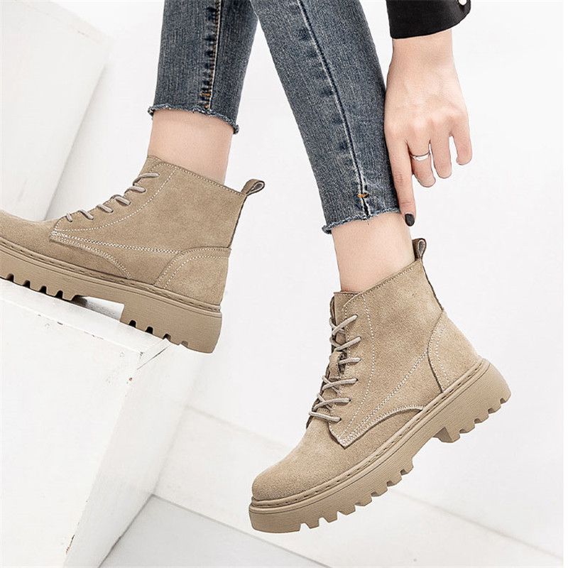 Smile Circle Ankle Boots Suede Leather women Flat platform Short Boots Ladies shoes fashion Autumn winter boots - 图片 16