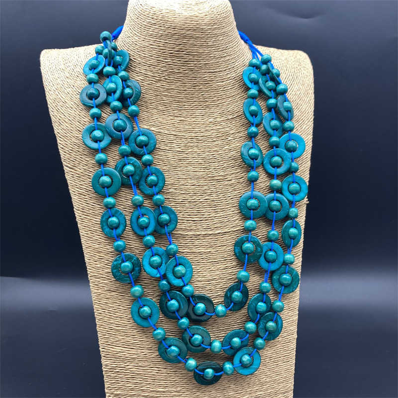 Wooden Three-Layer Beaded Necklace Bohemian Style Necklace Sweater Chain Necklace - 图片 8