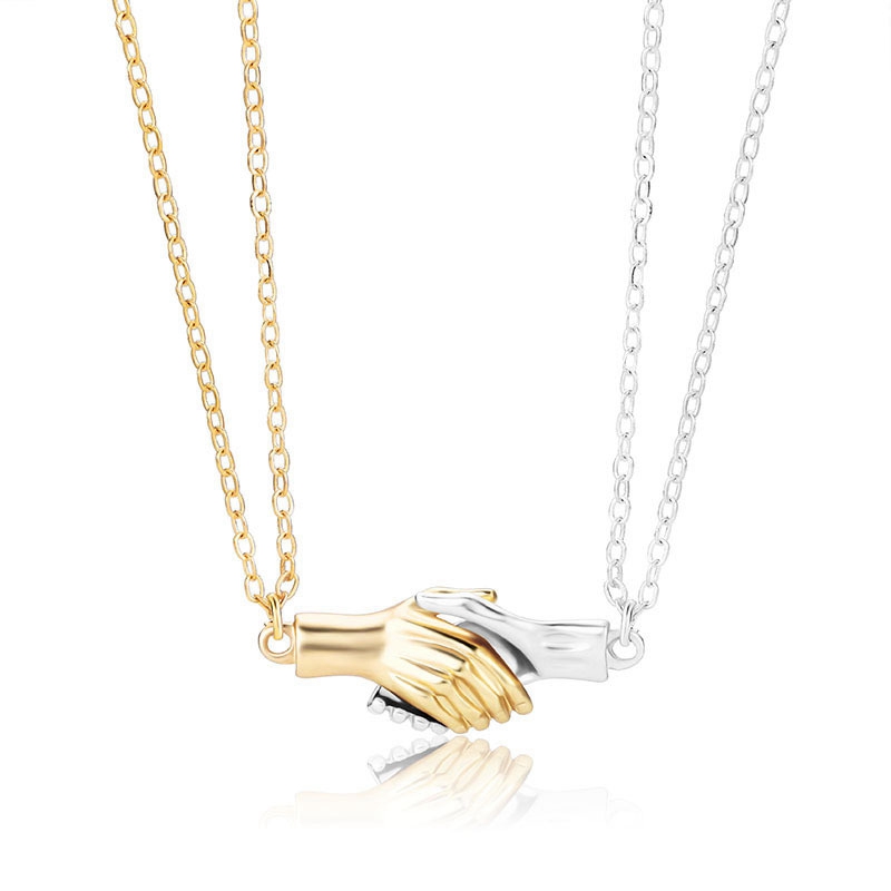 2Pcs Hold Hands Magnetic Couple Necklace Lovers Hand in Hand Pendant Necklace for Women Men Fashion Jewelry Gift 2024 Trend - 图片 9