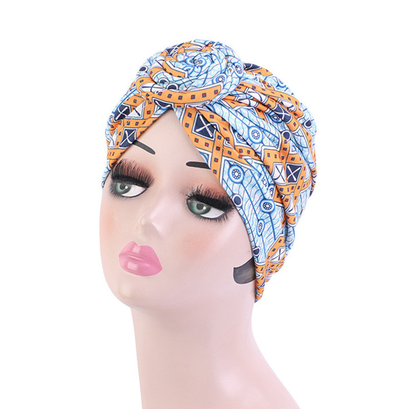 African Wind Vortex Knotted Turban Hat Fashion Hat Muslim Hat Baotou Cap Chemo Cap - 图片 5