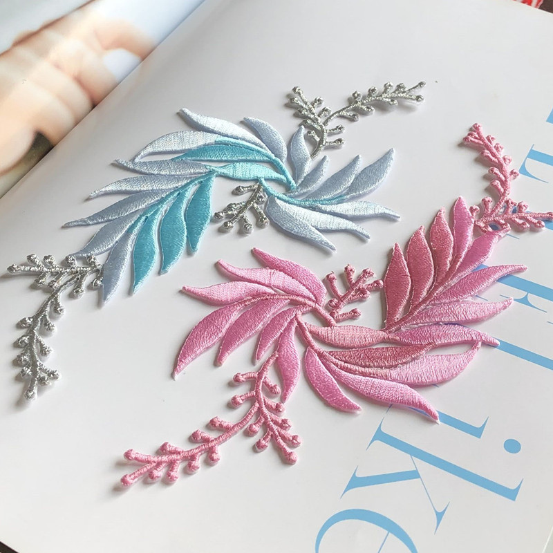 Embroidered Leaves Cloth Patch Cheongsam Clothes Hanfu Decoration Accessories Adhesive Handmade Diy - 图片 4