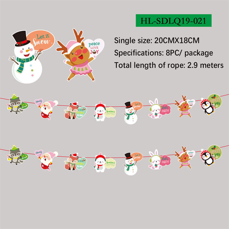 2PC Christmas Decor Christmas Hanging Flag Hanging Decor Holiday Banner Party Decor Paper Cartoon - Image 26