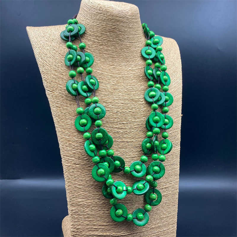 Wooden Three-Layer Beaded Necklace Bohemian Style Necklace Sweater Chain Necklace - 图片 10