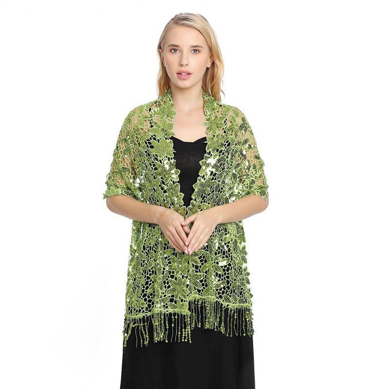 Water Soluble Sequin Tassel Shawl Cheongsam Shawl High-End Evening Gown Shawl Women - 图片 9