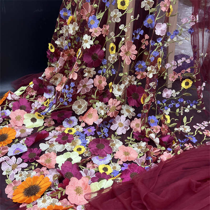 Flower Three-Dimensional Mesh Lace Embroidery Fabric DIY Evening Dress Fabric Lace - 图片 12