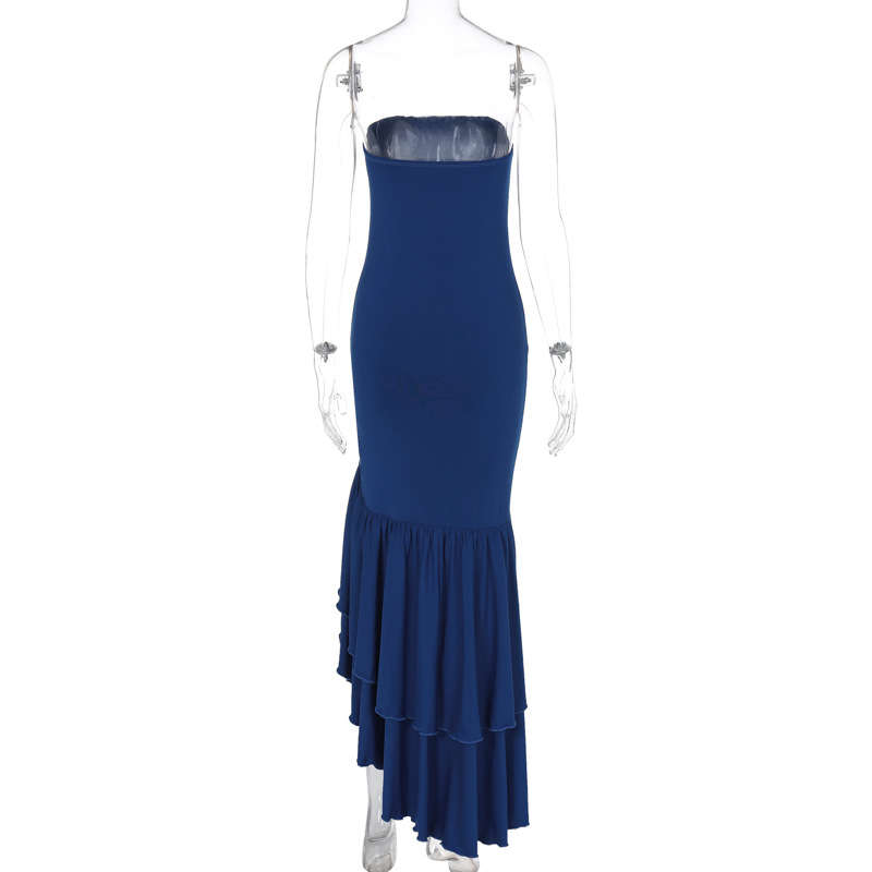 Women's Clothing Fashion Sexy off-the-Shoulder Tube Top Irregular Temperament Dress - 图片 16