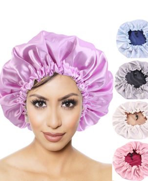 Double-Layer Satin Nightcap Beauty Thermal Heat Cap Chemotherapy Hat Band Adjustable Buckle