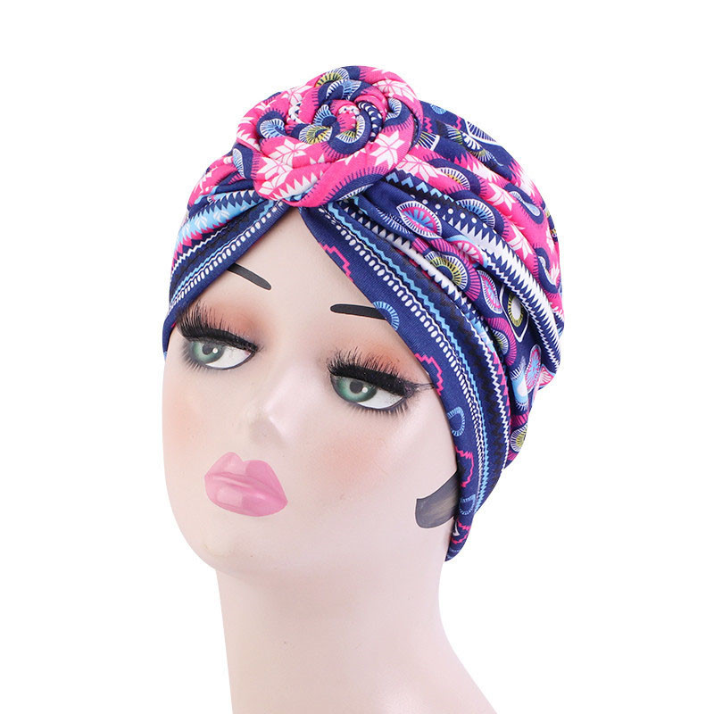 African Wind Vortex Knotted Turban Hat Fashion Hat Muslim Hat Baotou Cap Chemo Cap - 图片 7