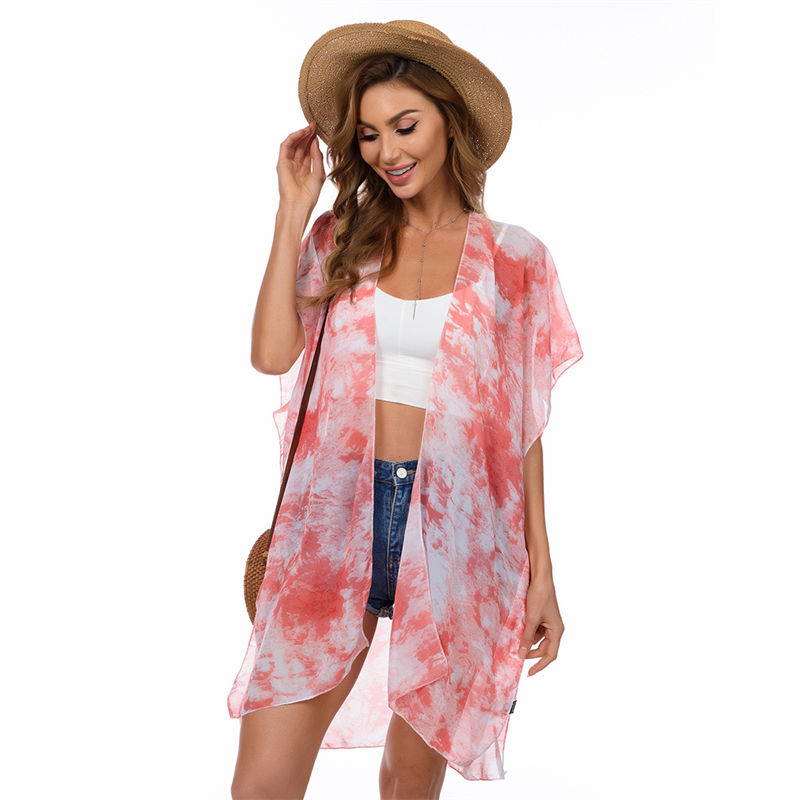 Beachwear Summer Chiffon Sunscreen Shawl Batwing Sleeve Cardigan Fashion - 图片 12