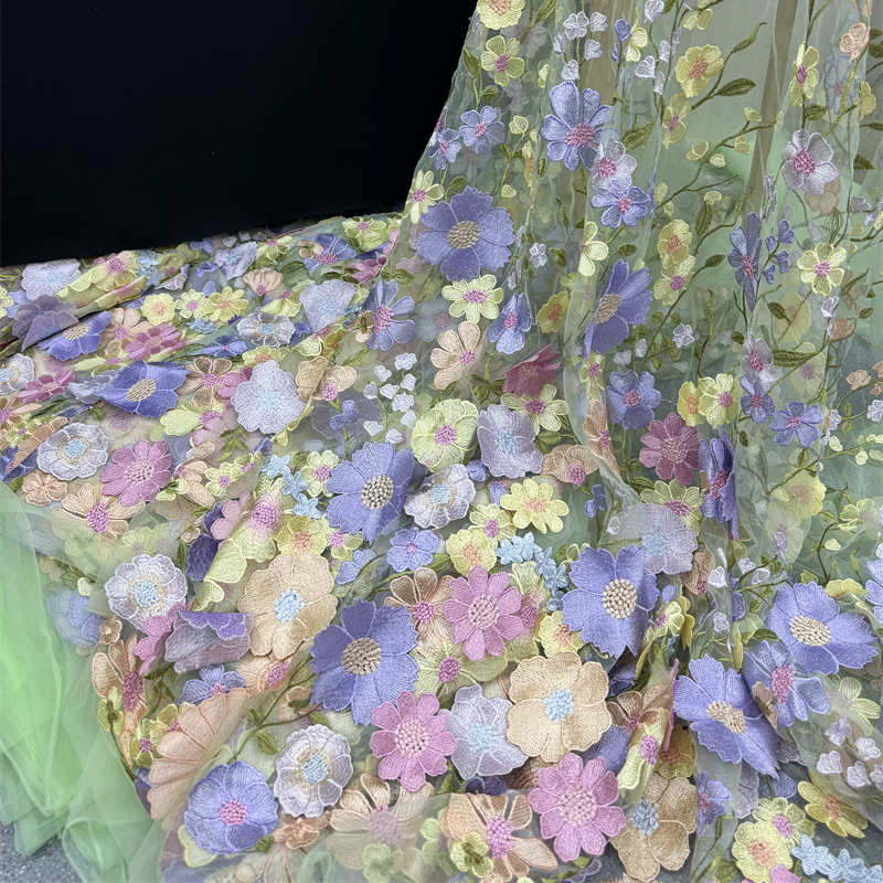 Flower Three-Dimensional Mesh Lace Embroidery Fabric DIY Evening Dress Fabric Lace - 图片 13