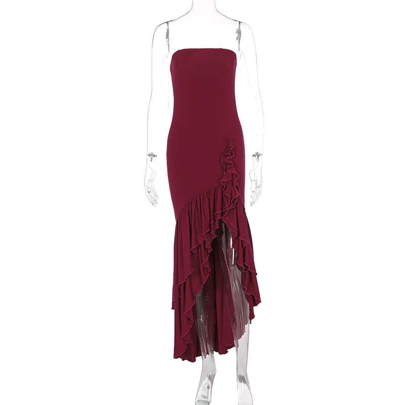 Women's Clothing Fashion Sexy off-the-Shoulder Tube Top Irregular Temperament Dress - 图片 17