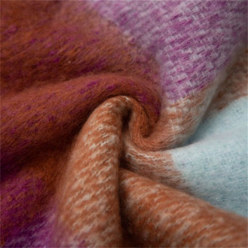 Autumn and Winter Circle Yarn Thickened plus-Sized Plaid Scarf Shawl Keep Warm - 图片 6