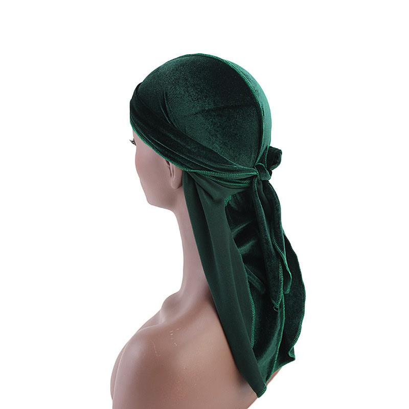 Velvet Long Tail Pirate Hat Long Streamer Tam-O'-Shanter Head-Wrapping Hat Durag - 图片 12