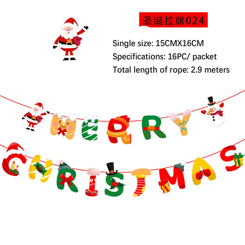 2PC Christmas Decor Christmas Hanging Flag Hanging Decor Holiday Banner Party Decor Paper Cartoon - Image 29