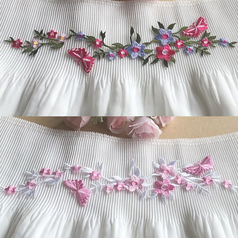 Pink Flower Computer Embroidered Cloth Sticker Patch Hole Adhesive Han Clothes Decoration Dance Skirt Accessories Diy - 图片 14
