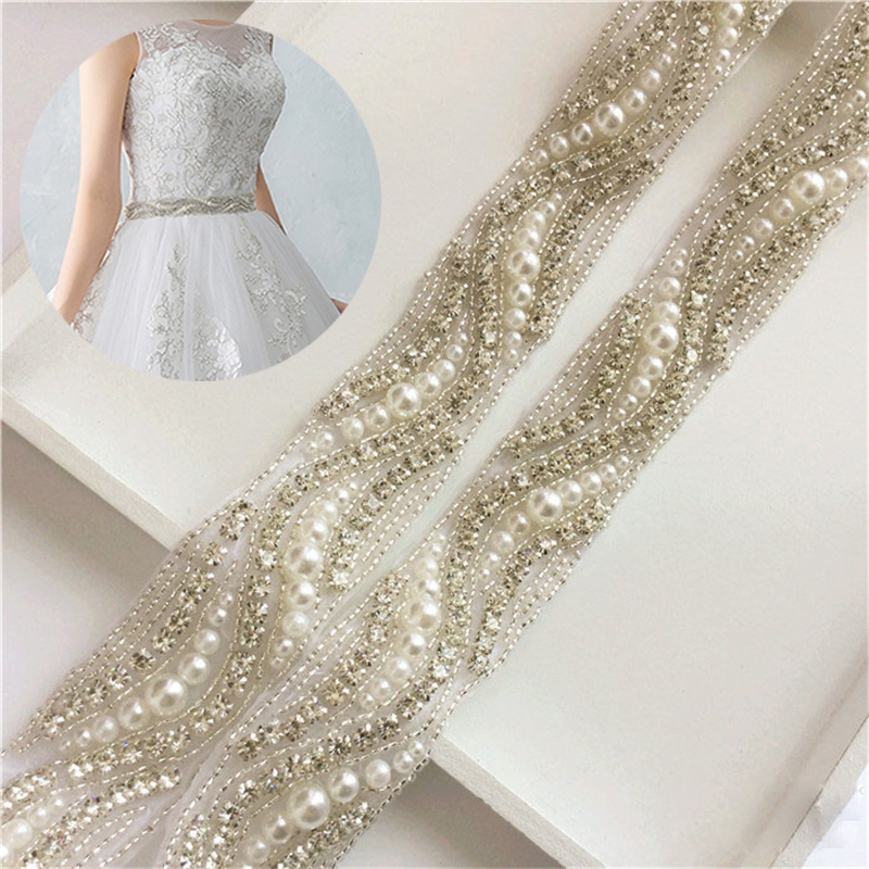 Hand-Sewn Rhinestone Bar Code Heavy Industry Diamond Decorations Wedding Dress Decoration Accessories Bridal Belt Accessories in Stock - 图片 9