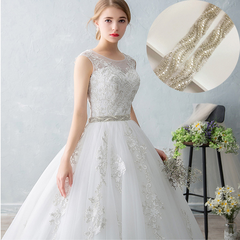 Hand-Sewn Rhinestone Bar Code Heavy Industry Diamond Decorations Wedding Dress Decoration Accessories Bridal Belt Accessories in Stock - 图片 11