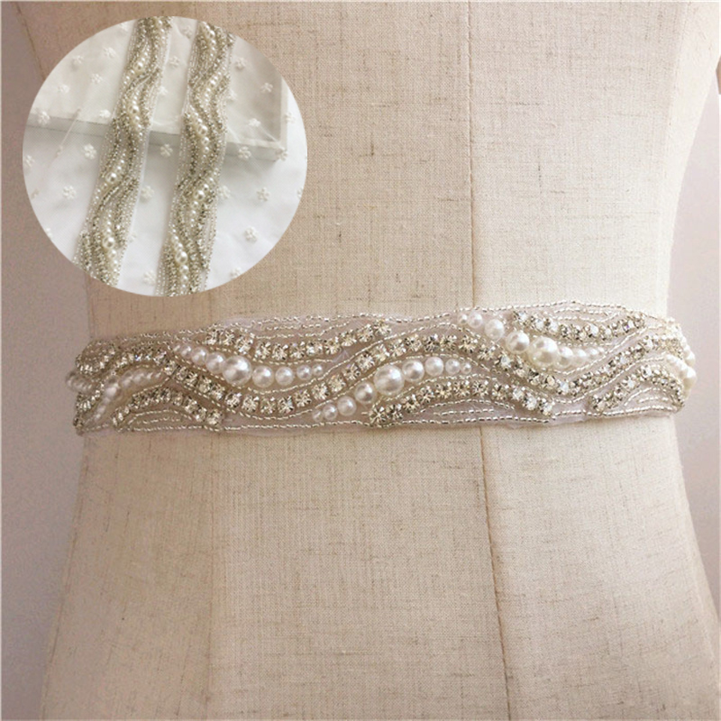 Hand-Sewn Rhinestone Bar Code Heavy Industry Diamond Decorations Wedding Dress Decoration Accessories Bridal Belt Accessories in Stock - 图片 10