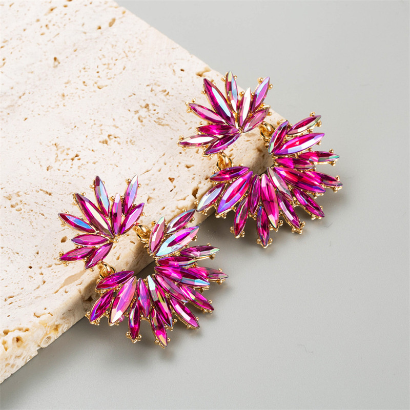 Exaggerated Women's Personality Diamond Stud Alloy Diamond-Embedded Super Flash Earrings - 图片 3