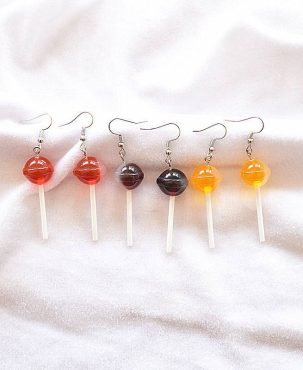 European and American Simulation Candy Toy Earrings Sweet Personality Creative Three-Dimensional Resin round Lollipop Earrings Long Earrings for Women