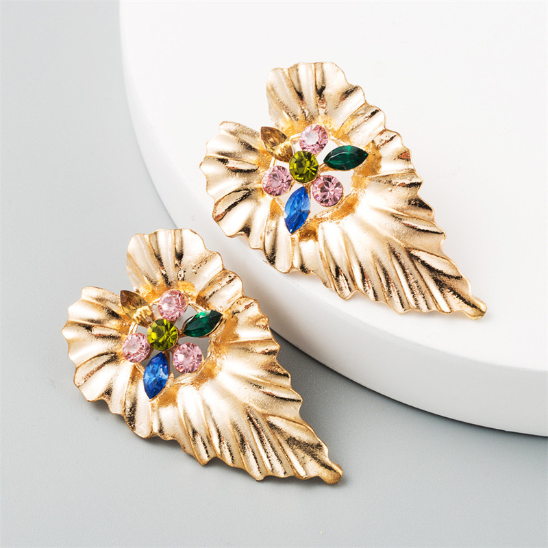 Fashion Dignified Alloy Inlaid Color Rhinestone Earrings Creative Heart-Shaped Bohemian Earrings - Image 3