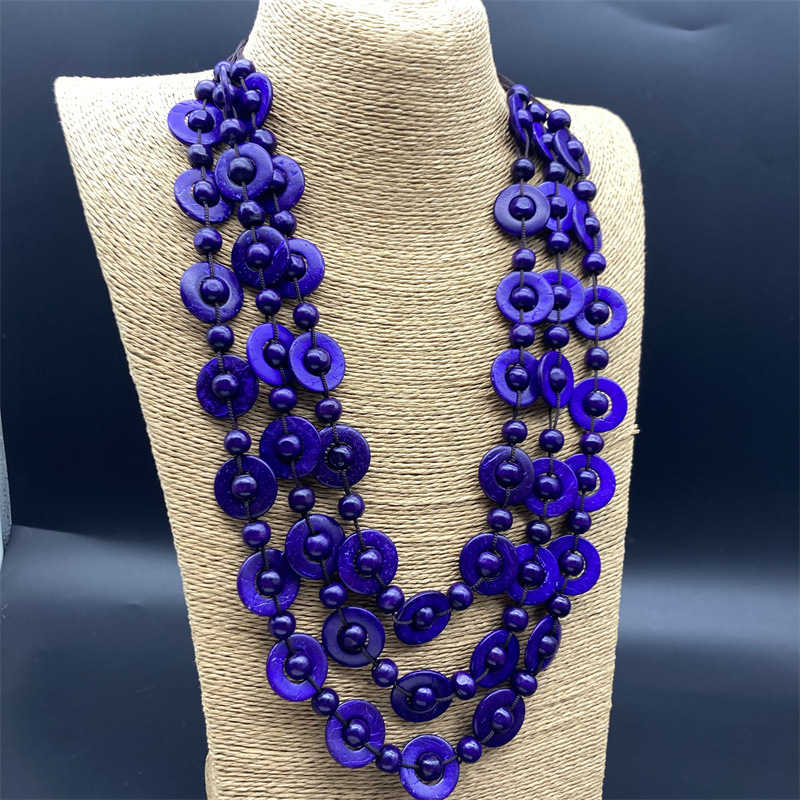 Wooden Three-Layer Beaded Necklace Bohemian Style Necklace Sweater Chain Necklace - 图片 12