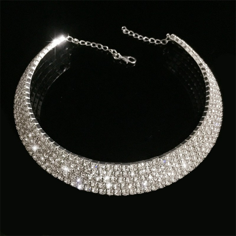 European American Harajuku Fashion and Fully-Jewelled Crystal Short Neck Band Clavicle Chain Neck Chain Gang Drill Choker Neckband Necklace Women Wholesale - 图片 6