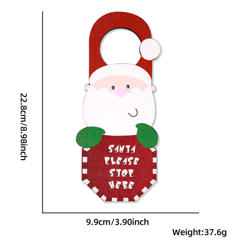 2PC Christmas Decor Wooden Door Hanging Santa Snowman Party Decor Door Handle Pendant - Image 11