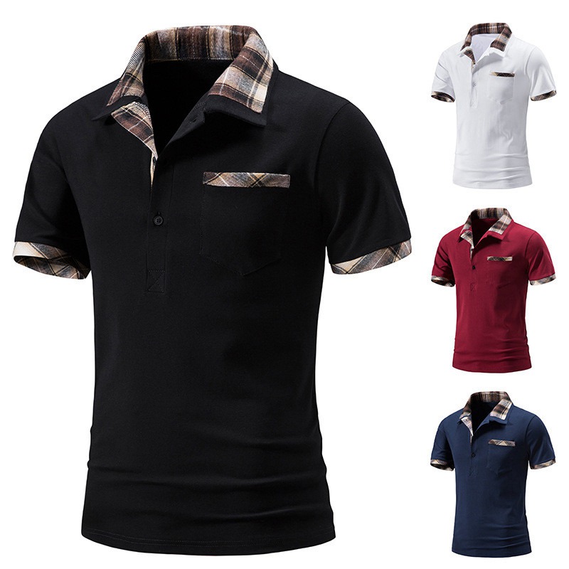 Mens Shirts Short Sleeve Tee Top Summer Casual Muscle Golf Plaid T-Shirt UK - Image 7