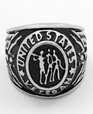 European and American Veterans Army Hipster Logo Casting Ring American Double E Men Titanium Steel Ring