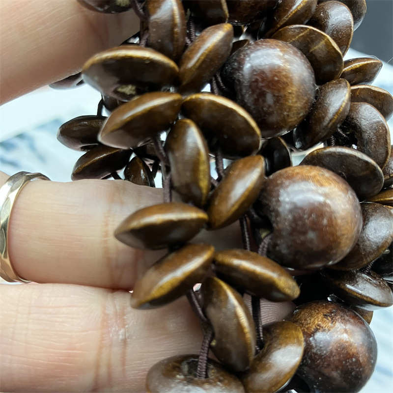 Width Bracelet Wooden Bracelet Anti-Allergy Beaded Bracelet Retro Baking Paint - 图片 3