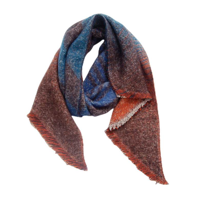 Women's Shawl Autumn and Winter Thickened Circle Yarn Striped Bevel Scarf Keep Warm - 图片 11