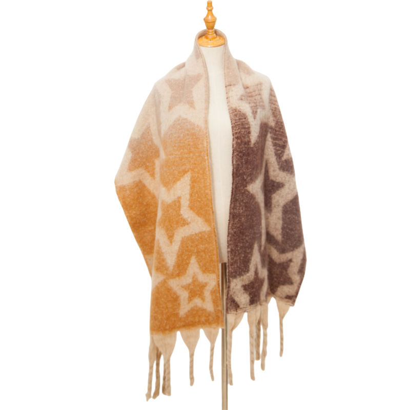 Shawl Foreign Trade Autumn and Winter Thickening Scarf Circle Yarn Coarse Tassel Jacquard Scarf - 图片 14