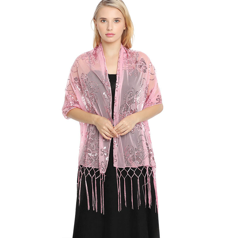 Sequined Embroidered Tassel Shawl Evening Dress Dinner Shawl Women Cheongsam Shawl - 图片 11
